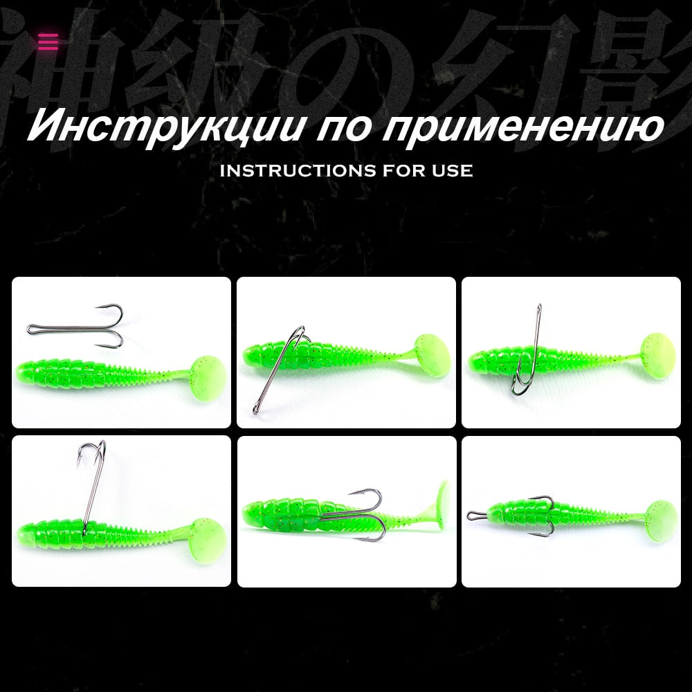Hunthouse 2020 New Fishing Hooks Double Hook Long High Carbon Steel Fishing Tackle Different Sizes Equiped With Soft Lure