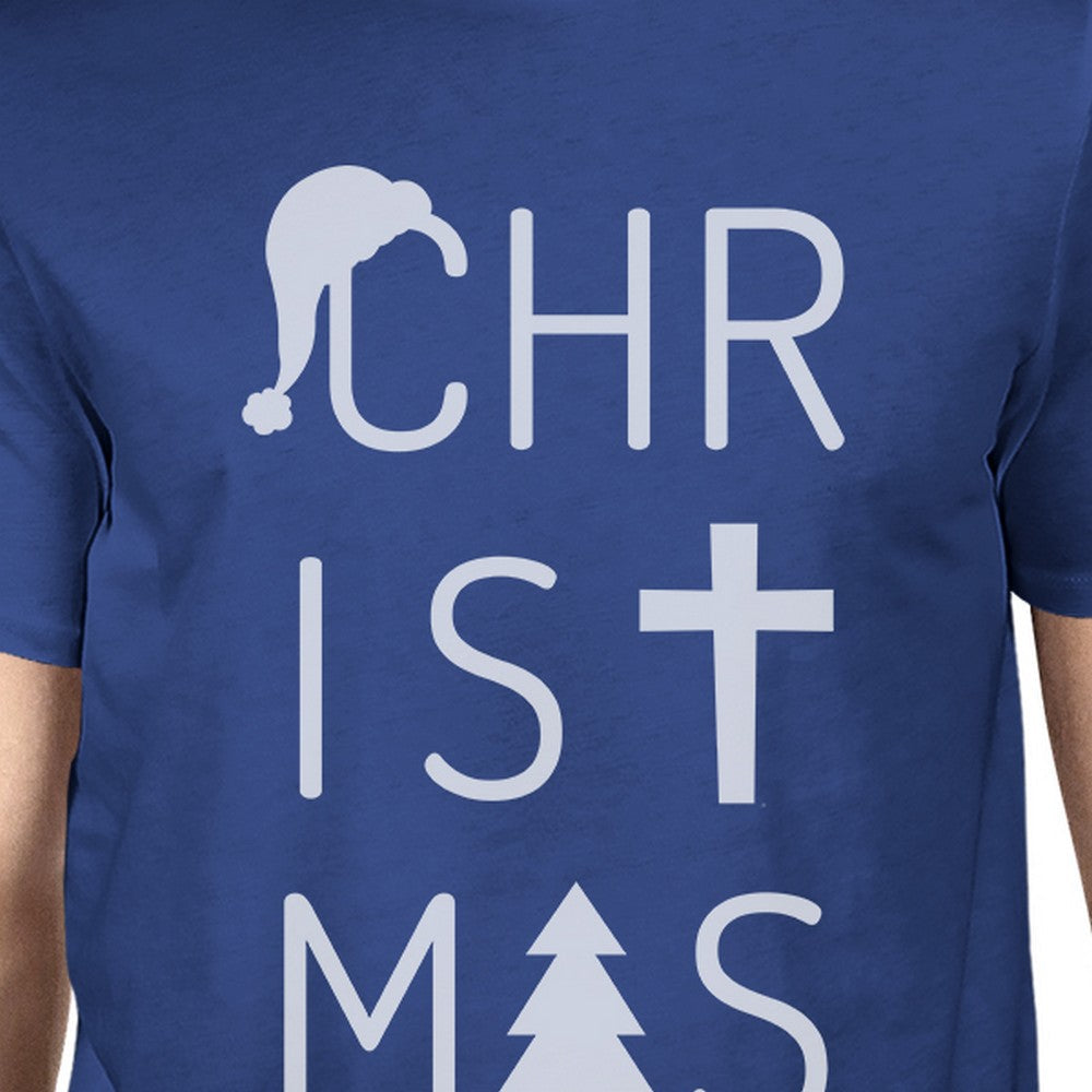 Christmas Letters Mens Royal Blue Shirt