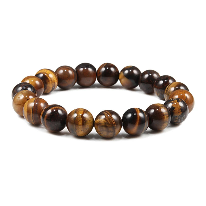 10mm Tiger Eye Natural Stone Beads Bracelet 3 Size Buddha Lava Round Beads Elasticity Rope Bracelets for Men Yoga Handmade Jewel