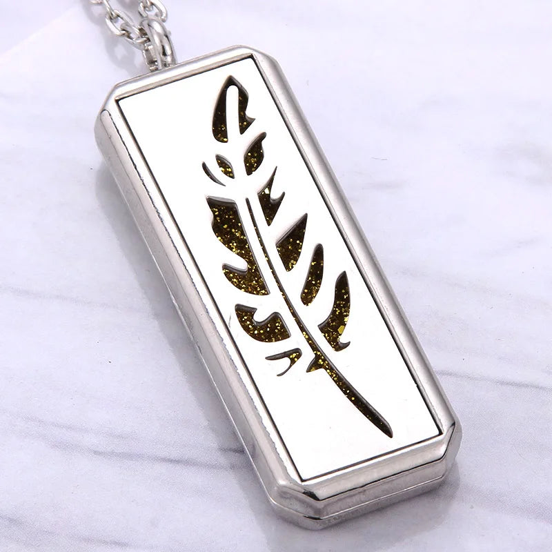 Square Stainless Steel Magnetic Aromatherapy Diffuser Necklace Jewelry Perfume Locket Pendant Essential Oil Locket Necklace