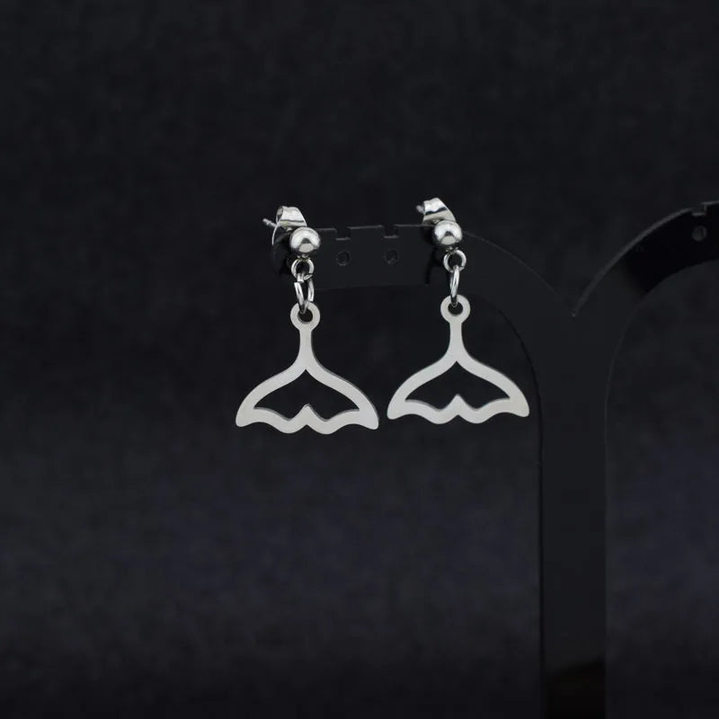 Men Punk Earrings Feather Tassel Long Chain Pendant Stainless Steel Stud Earring Trend Rock Hipster Ear Clip