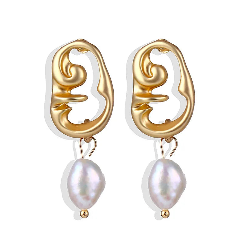 FNIO Big Simulated Pearl Earrings 2019 for Women Lover Geometric Round Heart Drop Dangle Earring Korean Statement Jewelry