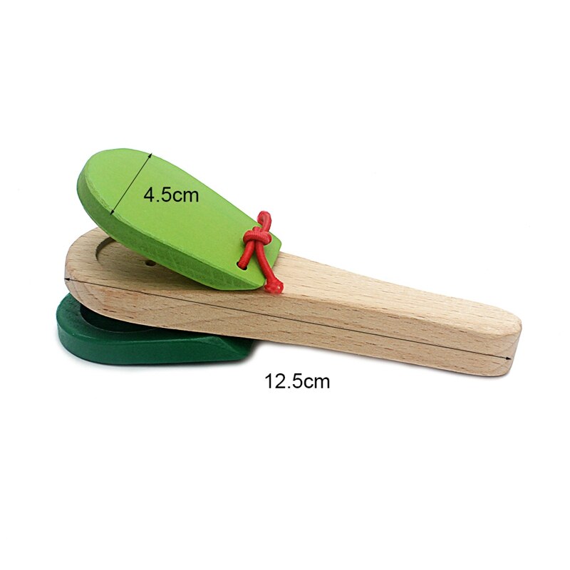1Pc Baby Wooden Toy Musical Instrument Castanet Clapper Handle Musical Instrument Toy for Toddlers Preschool Early Educational