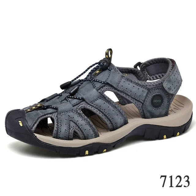 Summer Men's Sandals Leather Men Shoes Men Breathable Design Outdoor Men Leather Sandals Fashion Walking Roman Sneakers