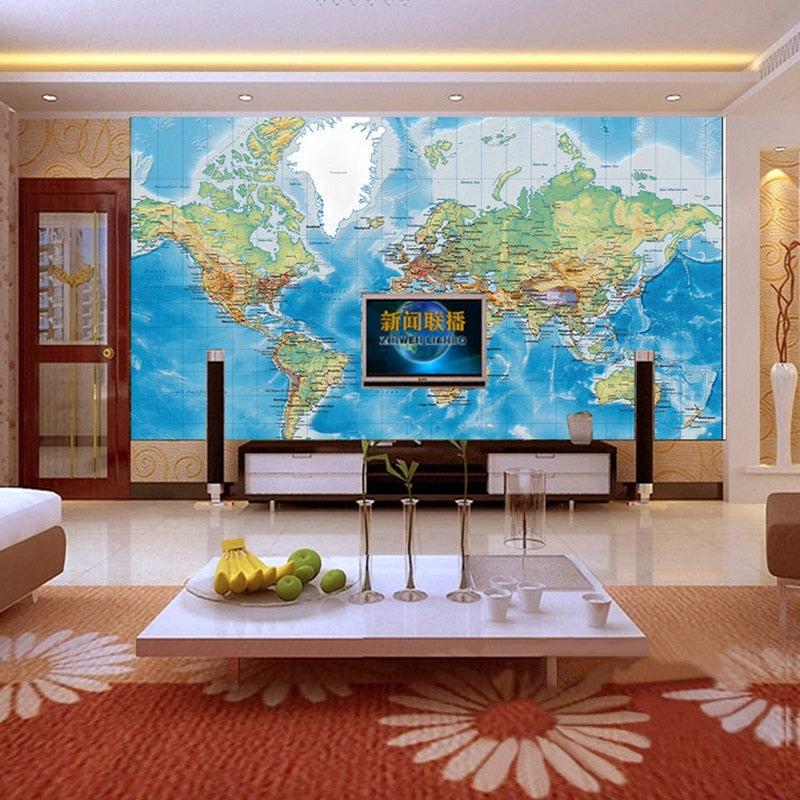 HD World Map Photo Mural Wallpaper Study Kid's Room Living Room Decor Wallpaper Modern Design Non-Woven Wall Papers Papel Tapiz