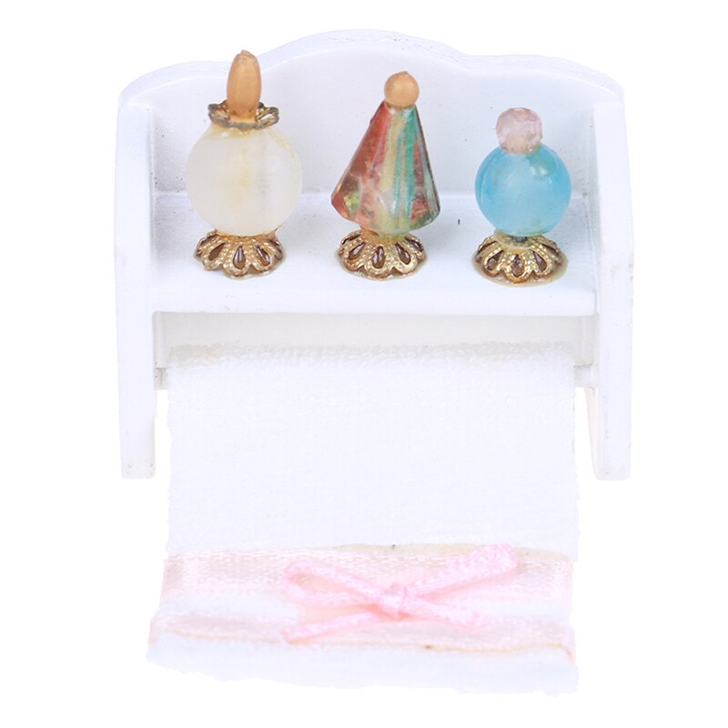 Towel Rack Shower Faucet Tissue Toothbrush Toothpaste Cup Baskets Hair Dryer 1/12 DIY Dollhouse Bathroom Furniture Accessories