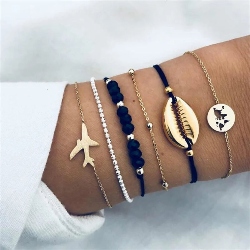 Boho Rope Bracelets & Bangles for Women Bohemian Beaded Charm Bracelet Femme Se Multilayer Jewelry Accessories Bijoux