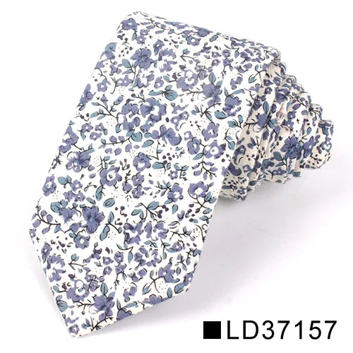 New Floral Tie for Men Women Skinny Cotton Neck Tie for Wedding Casual Mens Neckties Classic Suits Flower Print Neck Ties Cravat
