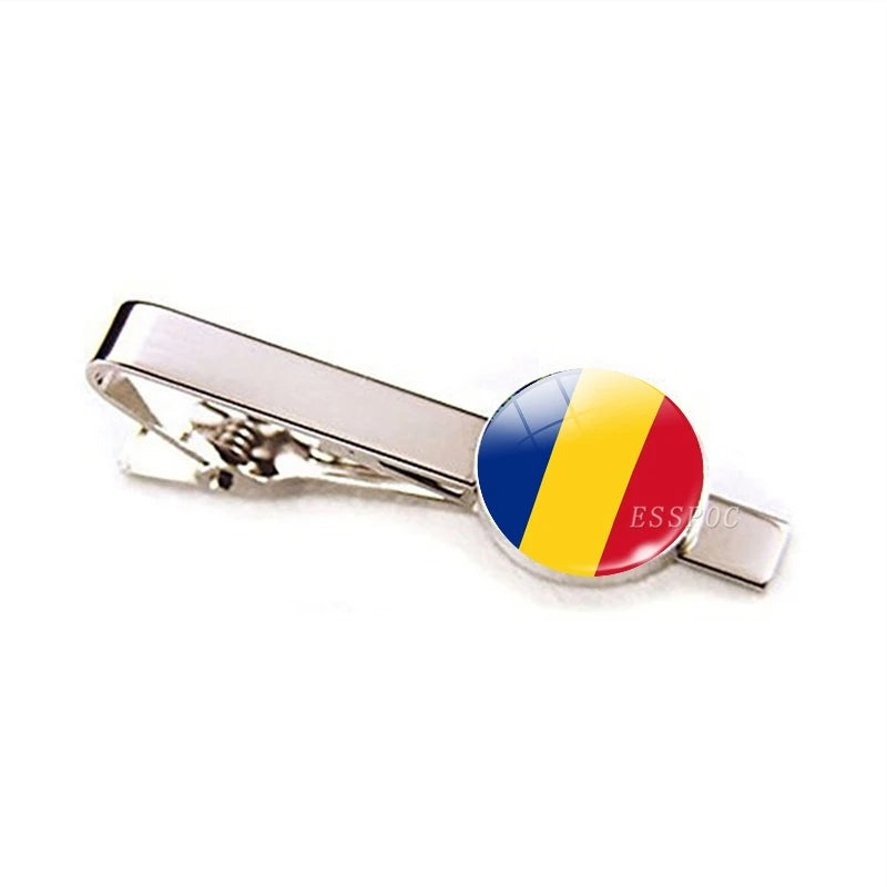 30 Countries National Flag Tie Clips Men Metal Necktie USA Flag Clip Pins Button Wedding Suit Accessories