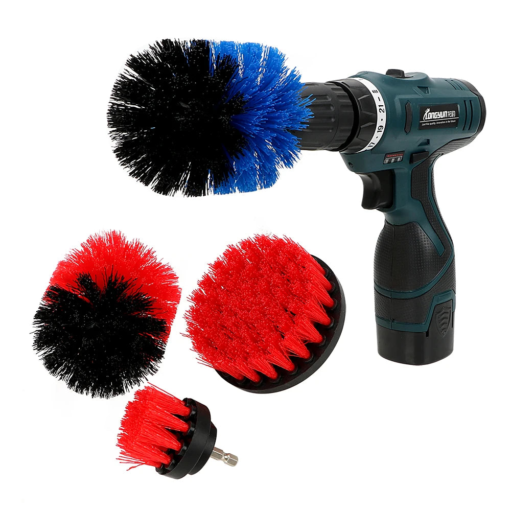 3pcs/Set Car Cleaning Tool Auto Detailing Cleaning Hard Bristle Car Auto Care Car Brush Drill Scrubber Brush Kit