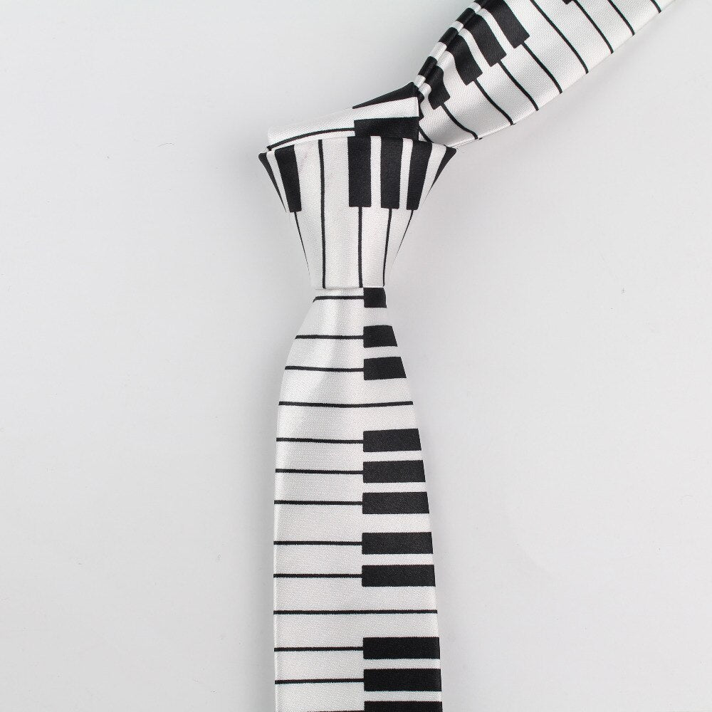 Men's Fashion Neckties Helloween Festival Christmas Tie Soft Designer Character Necktie Music Score Piano Guitar