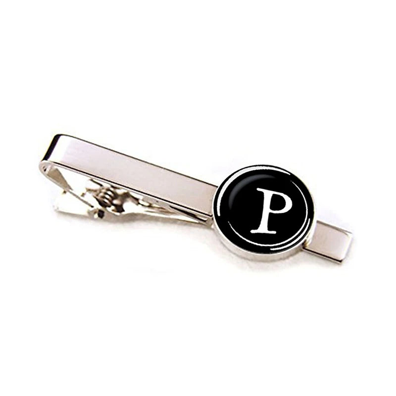 Men 26 Alphabet Letters Tie Clips Personality Name Letters Jewelry Men Necktie Clip Pin Suit Accessories
