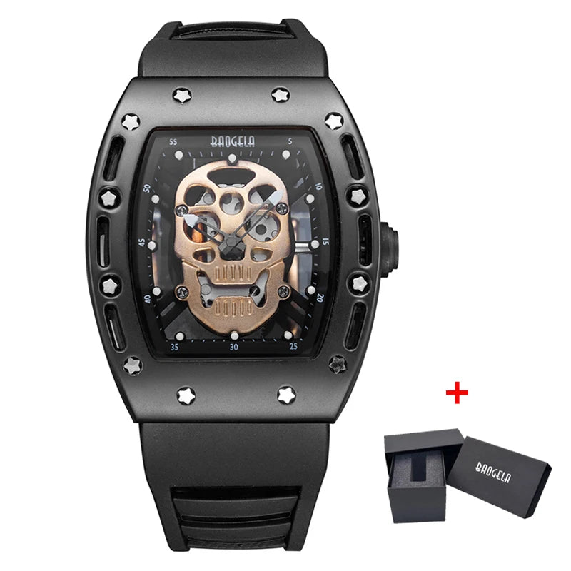 Baogela Pirate Skull Style Men Watch Silicone Luminous Quartz Watches Military Wateproof Skeleton Wristwatch for Man 1612