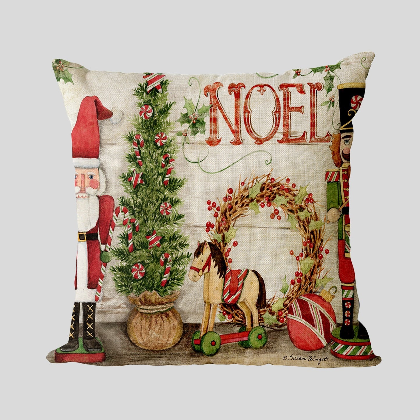 Merry Christmas Decoration Pillow Cover 45x45cm Linen Pillowcase Christmas Decorations for Home Soldier Cushion Cover