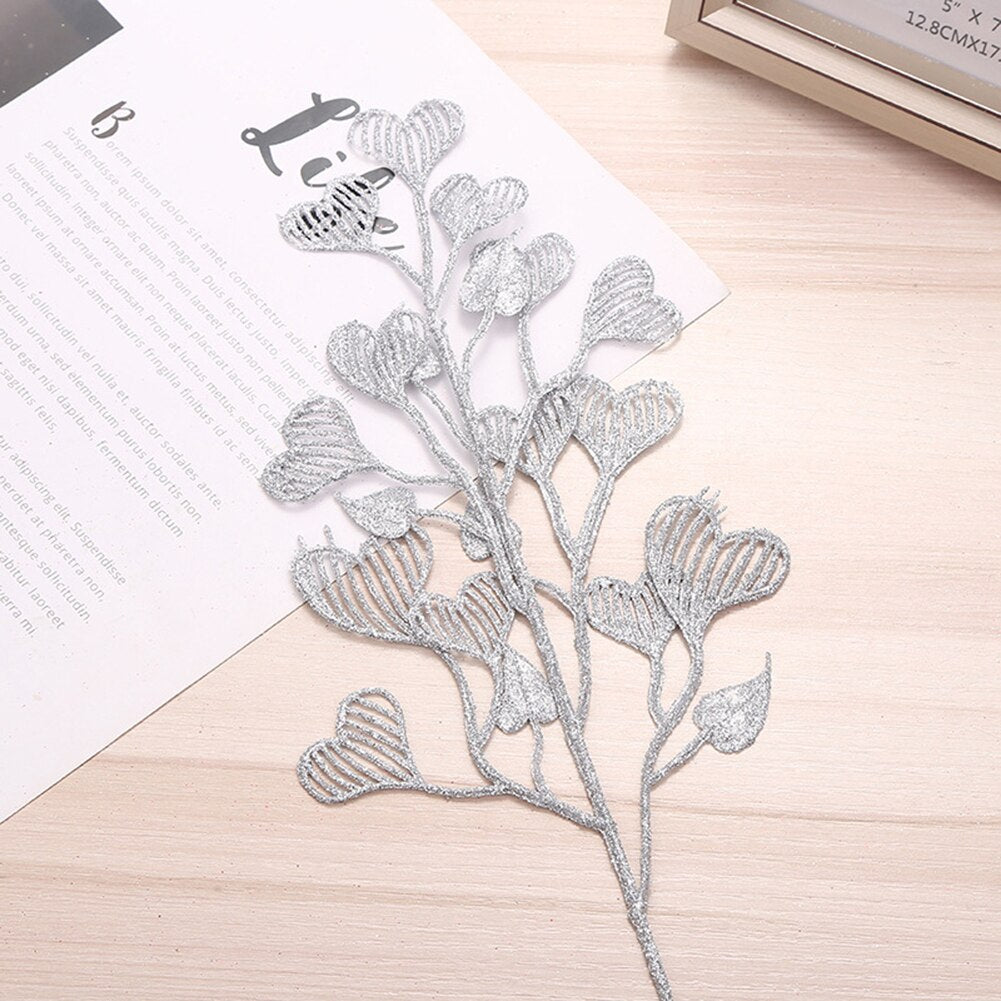 DIY Xmas Tree Garland Hanging Decor Christmas Tree Decor Christmas Hollow Christmas Glitter Tree Branches Simulated Leaves