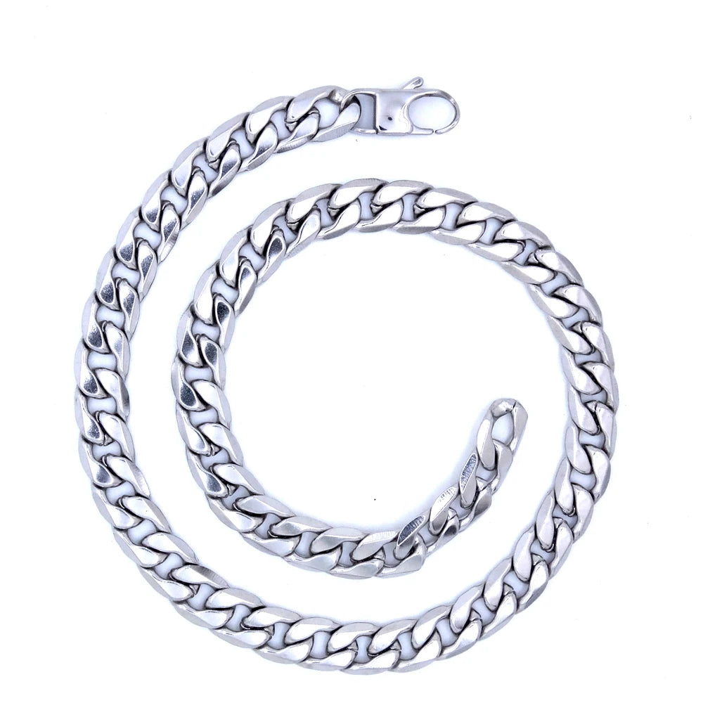12mm 18'' - 36'' Inches Customize Length Mens High Quality Stainless Steel Necklace Curb Cuban Link Chain Fashion Jewerly