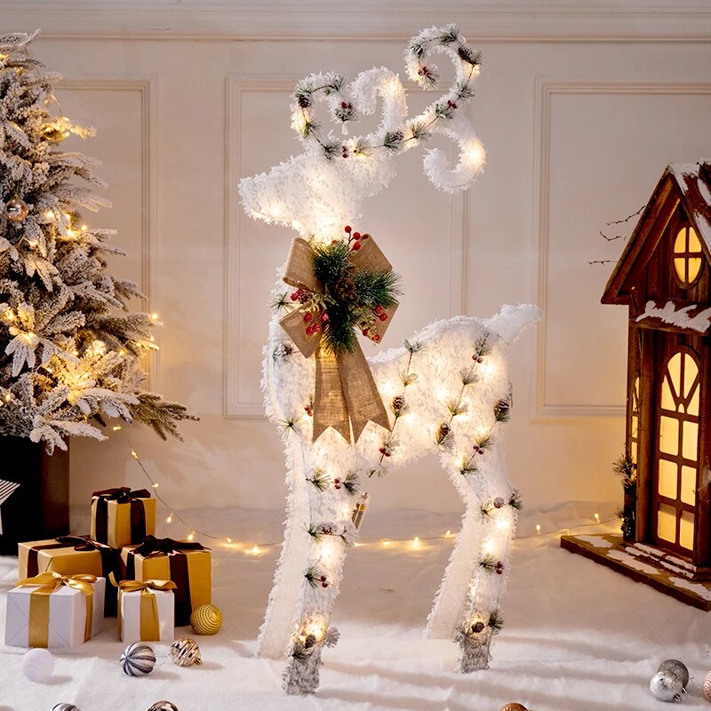 Creative Ornaments Christmas Decoration Glowing Christmas Deer Christmas Tree Ornaments Reindeer Family New Year Decoration