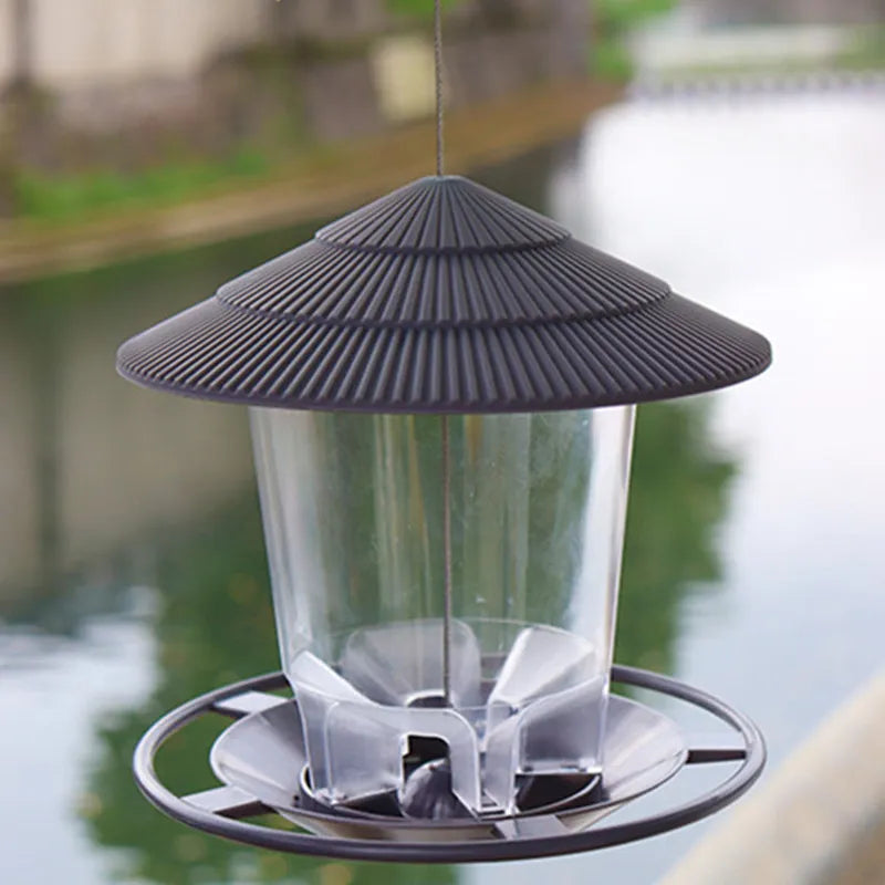 Waterproof Garden Gazebo Hanging Wild Bird Feeder Outdoor Container With Hang Rope Pet Birds Feeding House Type Bird Feeder