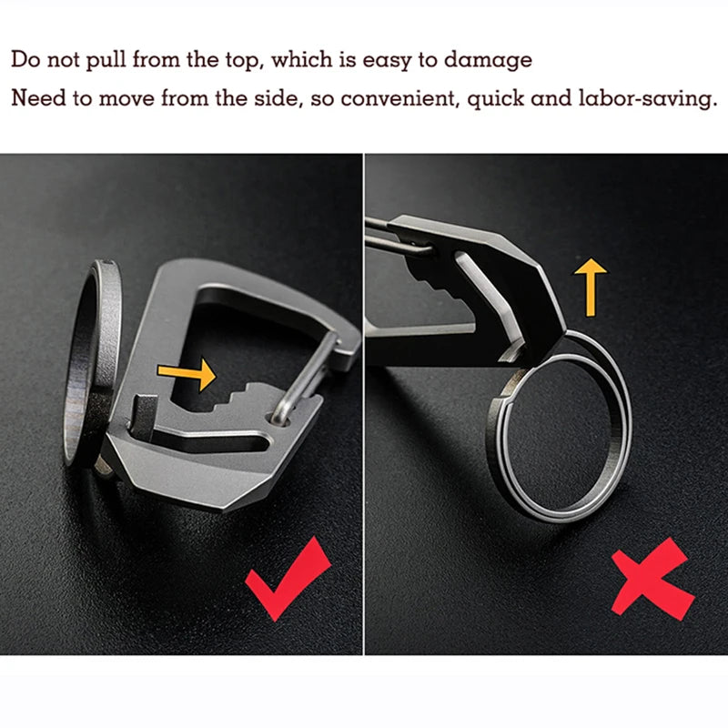 Real Titanium Keyring Super Lightweight Keychain Hanging Buckle for Car Key Ring Holder Quickdraw Tool Creative Accessories