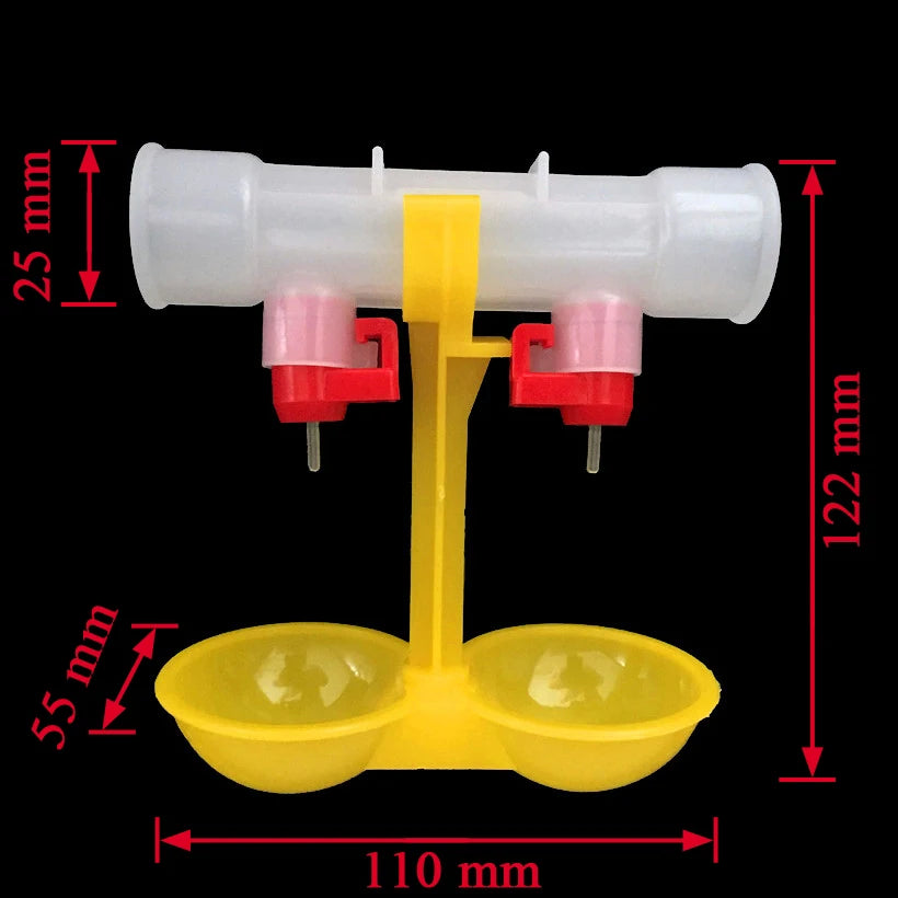 Chicken Waterer Double Nipple Drinker Mouth Drinking Hanging Cups Chicken Feeder Farming Equipment 10pcs