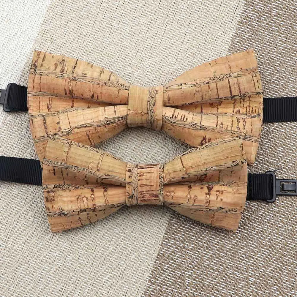 Fashion New Cork Wood Kids Bow Ties Novelty Handmade Fancy Bowtie Adjustable Butterfly Party School Children Accessories