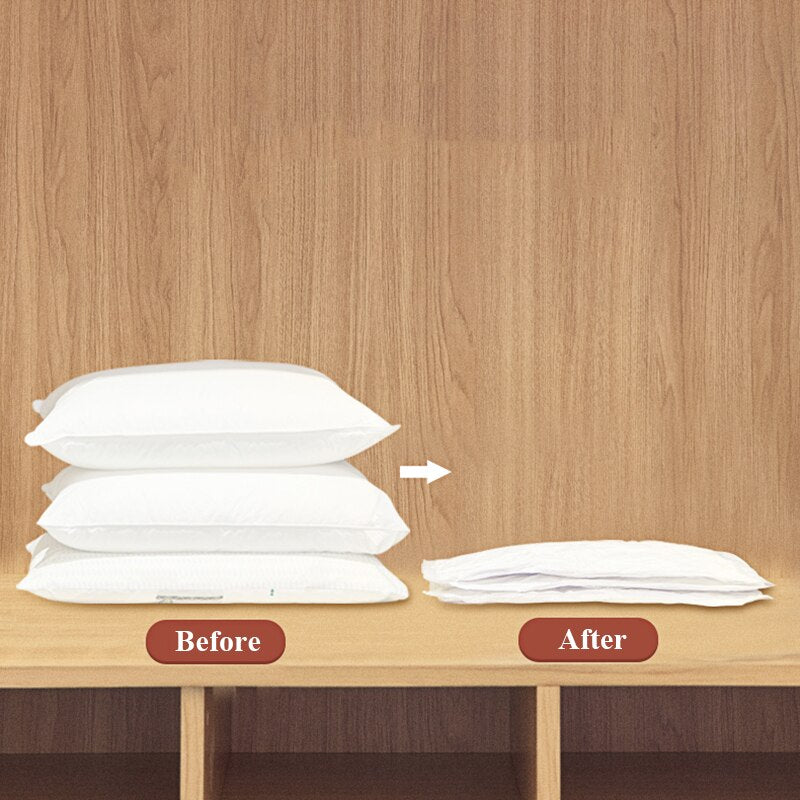 Vacuum Bag for Clothes Storage Bag With Valve Home Organizer Transparent Foldable Compressed Large Seal Space Saving Seal Bags