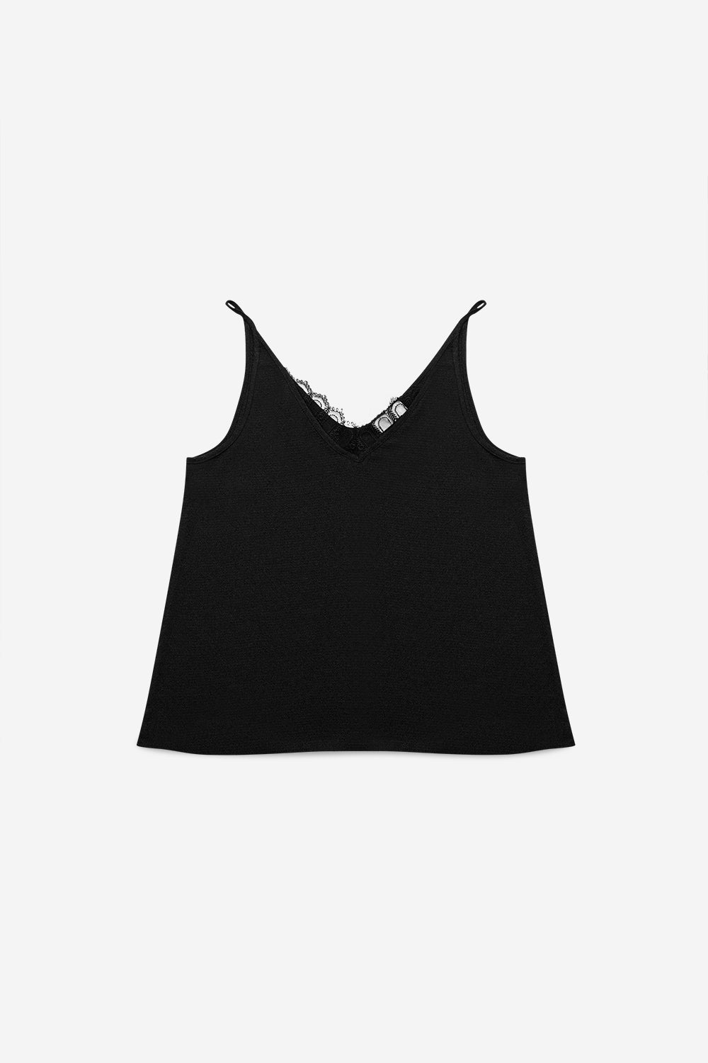 Lace Trim Detail Cami Top in Black