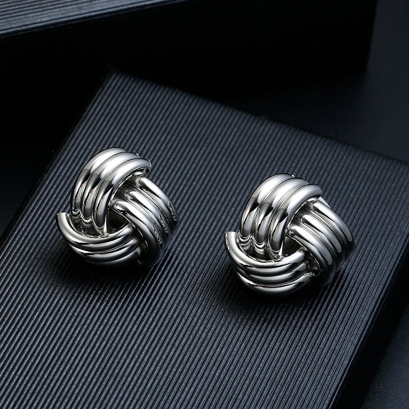 ZA Metal Maxi Statement Vintage Clip on Earrings Without Piercing for Women Earrings Party Jewelry