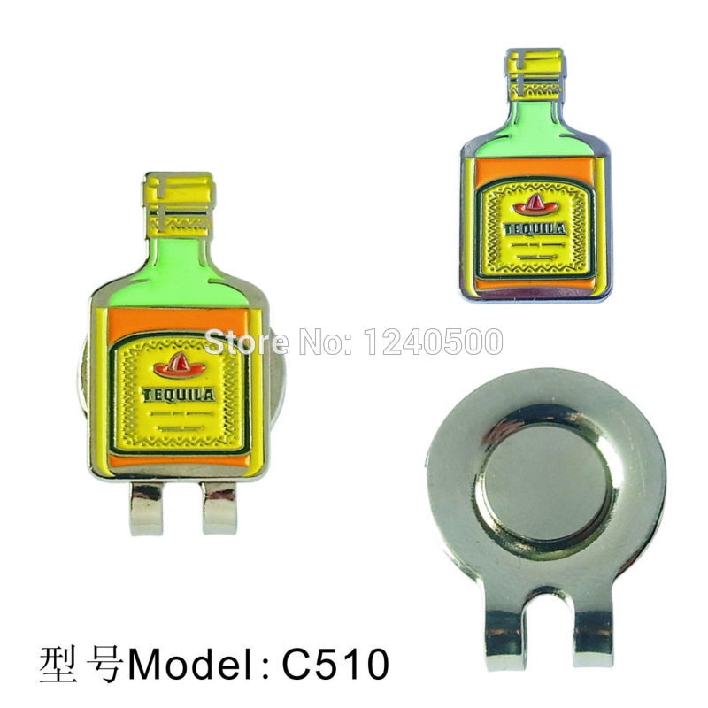 Pack 2 Pcs Tequila Bottle Golf Ball Mark W Magnetic Golf Hat Clip New Exotic Design Golf Marker Training Aids Drop Ship