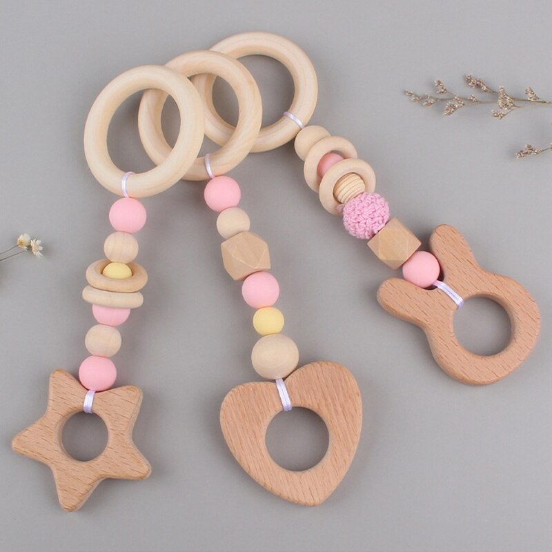 3 Pcs/Set Nordic Baby Gym Frame Game Pendants Sensory Nursery Ring-Pull Toy Wooden Clothes Rack Kids Room Decoration