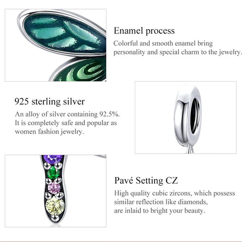 WOSTU 925 Sterling Silver Bee Dreamcatcher Wings Bead Charm Pendant Fit Original Bracelet Bangle Women DIY Fine Jewelry