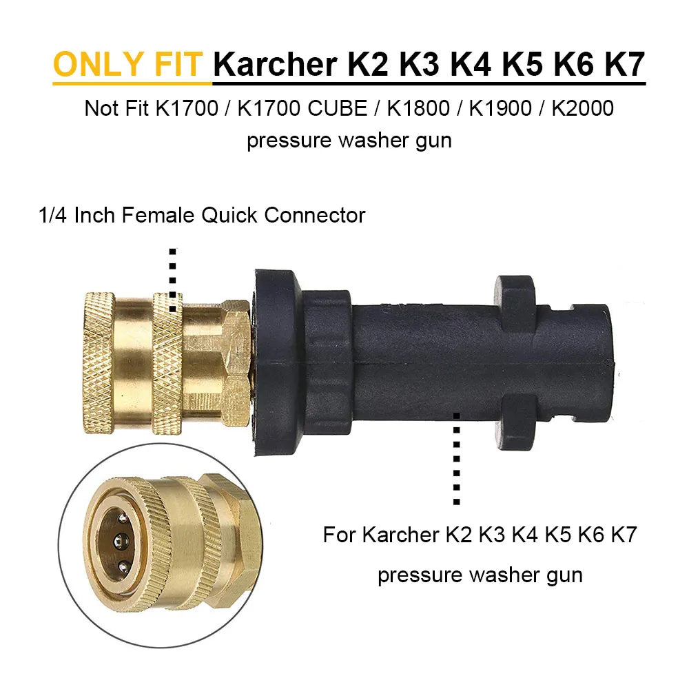 Pressure Washer Gun Adapter for Karcher K Series to 1/4'' Inch Quick Connect Fitting With Power Washer Spray Nozzle Tips