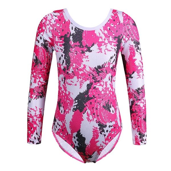 BAOHULU Long Sleeve Girls Gymnastics Leotard Sparkle Children Ballet Leotard