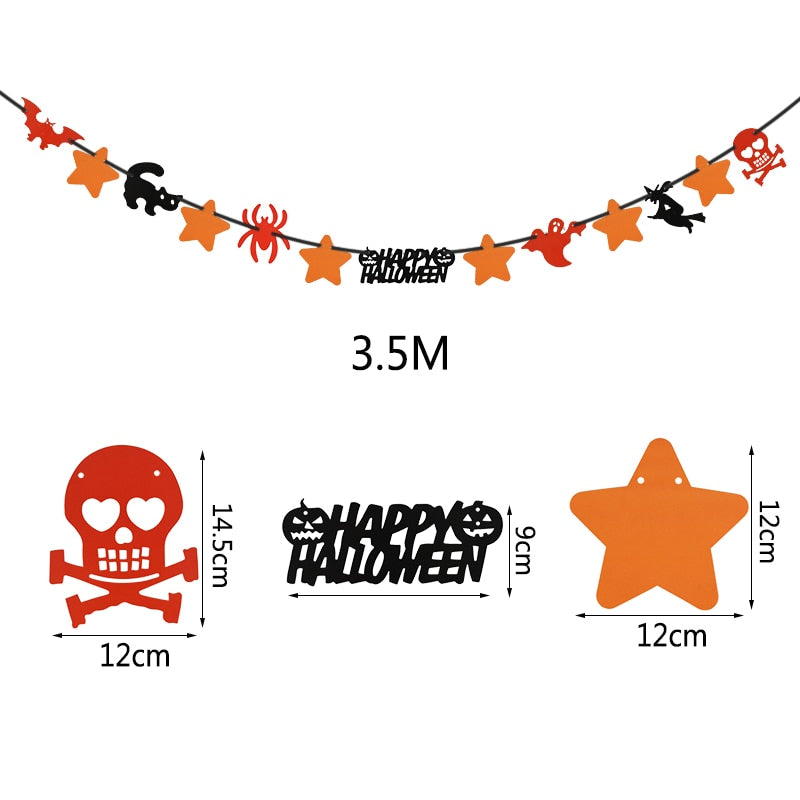 2023 Year Happy Halloween Banner Garland for Halloween Home Hanging Ornament Decorations Kids Child Favors Creative