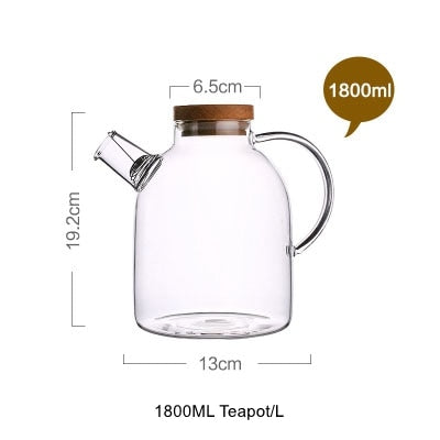 1l/1.8l Large Capacity Drinkware Glass Teapot Teaware Tea Pot Heat-Resistant Ket