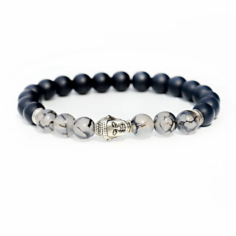 Buddhism Yoga Balance Bracelet Men Bileklik Black Matte Natural Stone Beads Bracelet for Women Braclet Jewelry AB216