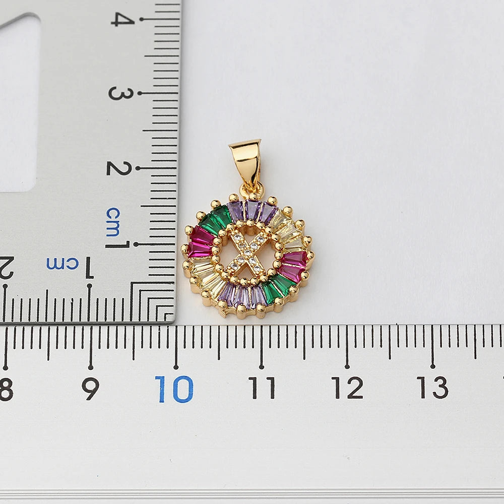 Gold Color Initial Multicolor CZ Necklace Charm Letter Necklace Name Jewelry for Women Accessories Girlfriend