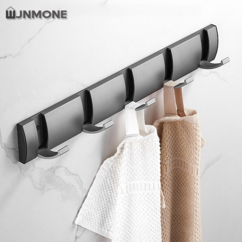 Black Golden Robe Hooks Folding Towel Hanger Nail Installation Wall Hooks C