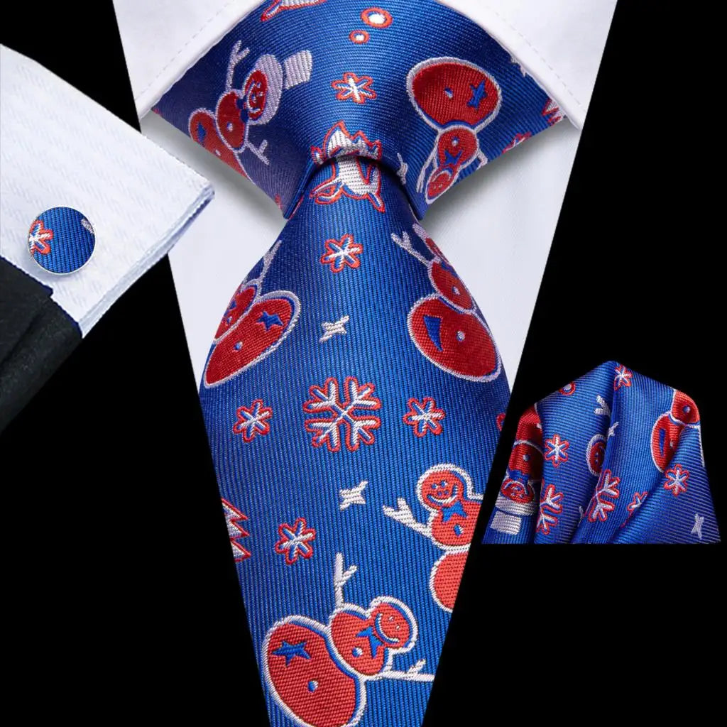 Business Tie for Men Silk Blue Tie Dots Necktie Set Plaid Cufflinks for Wedding Business Tie 150cm Hi-Tie SN-3529