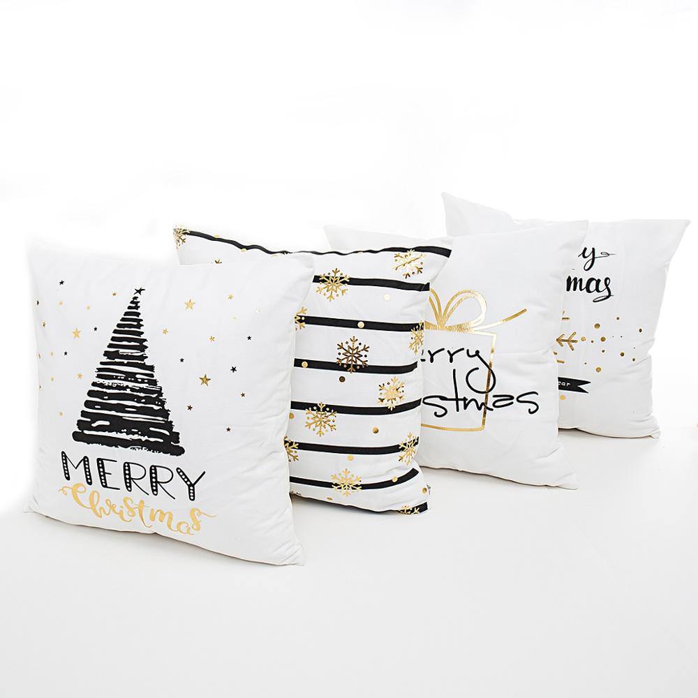 QIFU Cotton Linen Merry Christmas Cushion Covers 45x45cm Decorative Christmas Pi