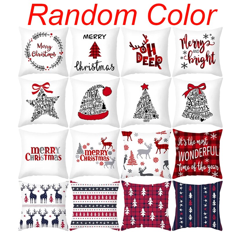 Christmas Cushion Cover Merry Christmas Decoration for Home Christmas Ornament Pillow Case Xmas Navidad New Year