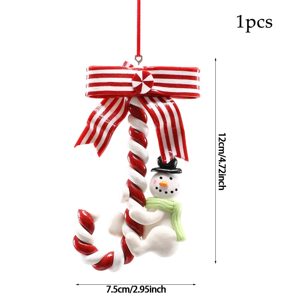 Multi Size Red and White Christmas Candy Canes Christmas Balls Christmas Tree Pendant Family Christmas Decoration New Year