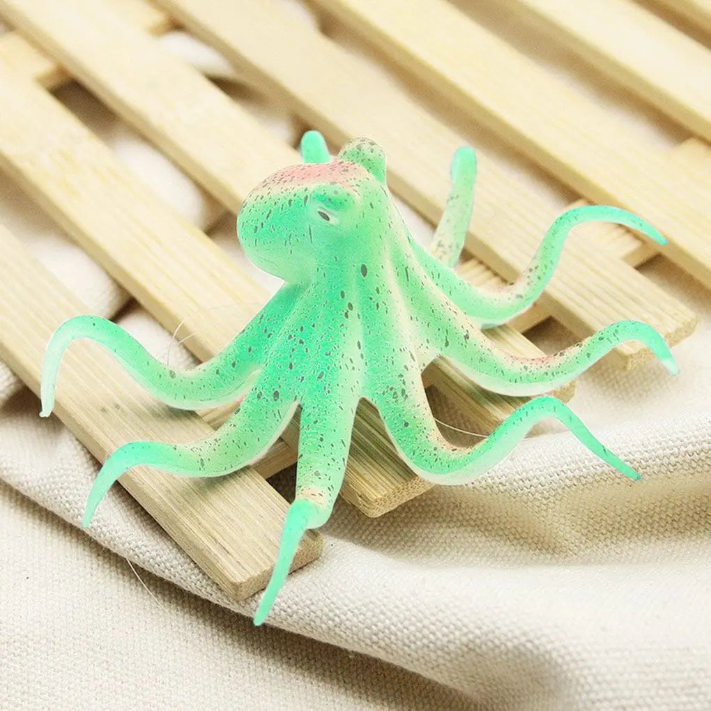 Fluorescent Artificial Octopus Aquarium Ornament With Suction Cup Fish Tank Decoration