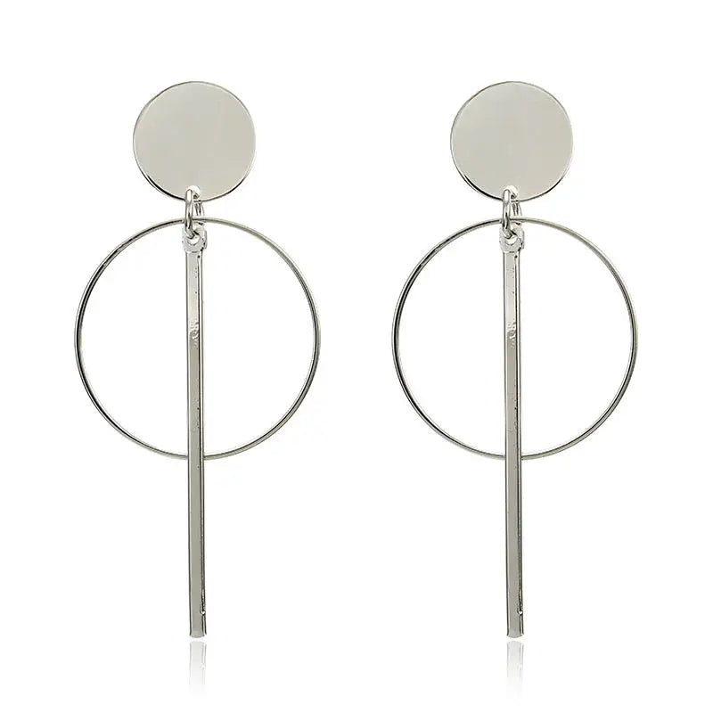 Simple Fashion Gold Color Silver Plated Geometric Big Round Clip Earrings for Women Fashion Big Hollow Ear Clip Jewelry