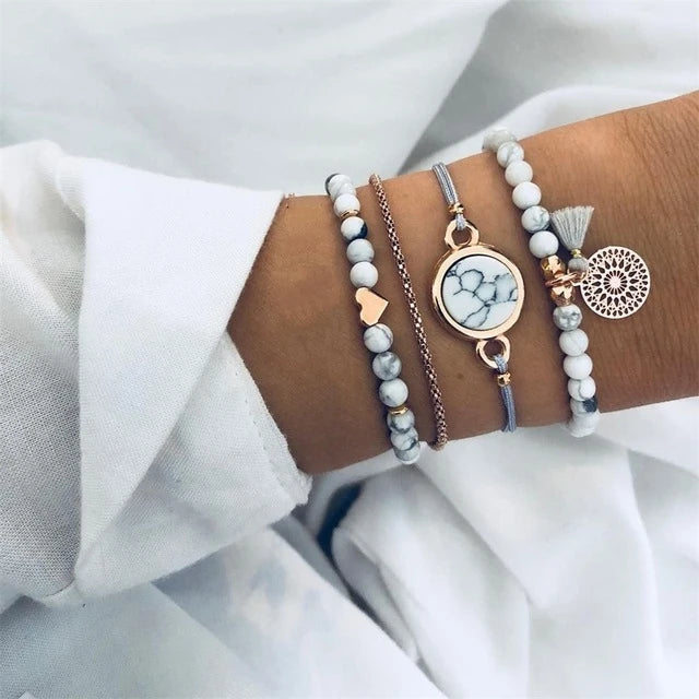 Boho Rope Bracelets & Bangles for Women Bohemian Beaded Charm Bracelet Femme Se Multilayer Jewelry Accessories Bijoux