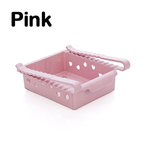 ABS Slide Storage Rack Organizer Adjustable Refrigerator Shelf Holder Drawer Organiser Space Saver Fruit Snack Kitchen Rack Shel