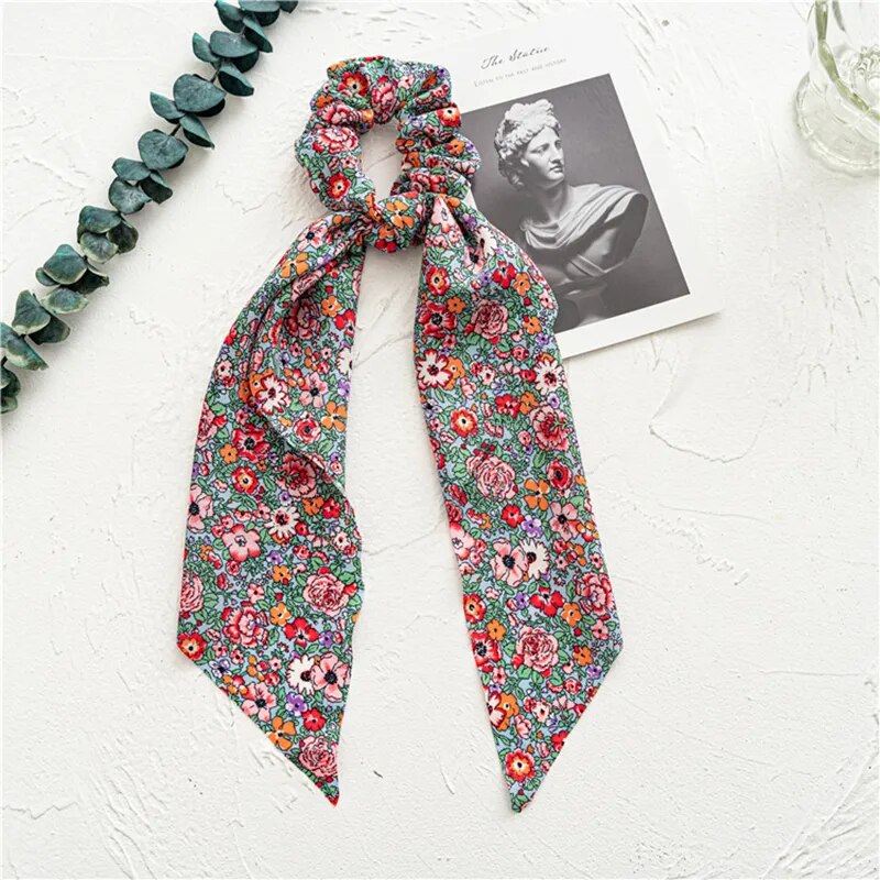 Santa Claus Bows Hair Scrunchies Long Ribbon Ponytail Scarf Hair Tie Women Girls Elastic Hair Bands Christmas Hair Accessories