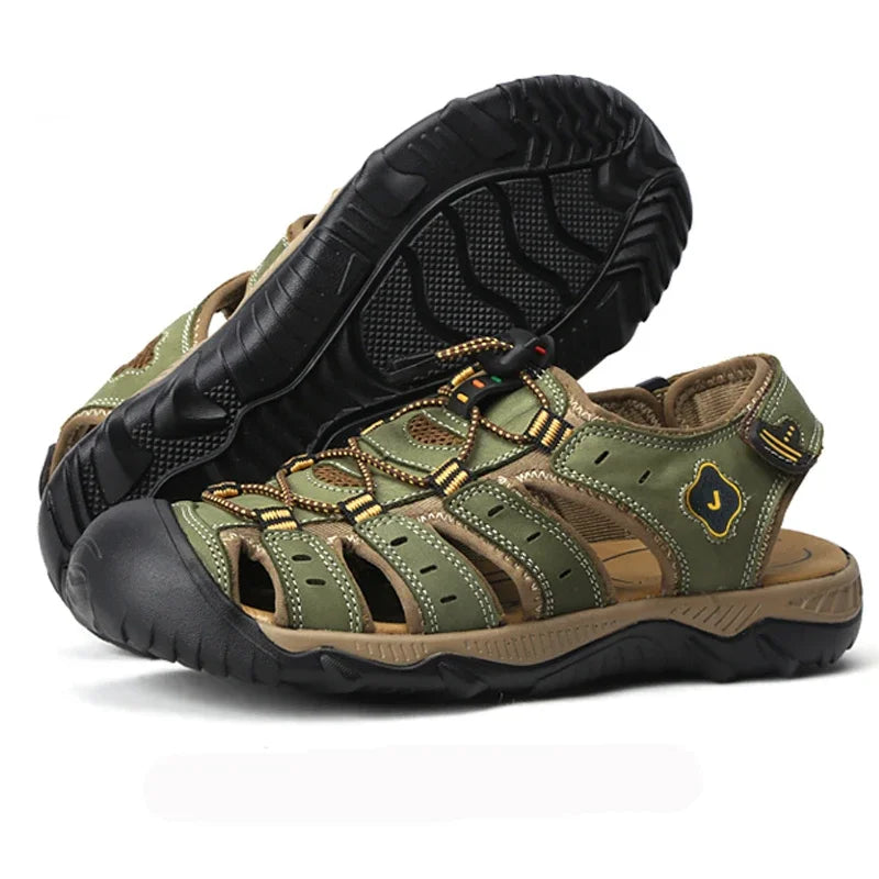 Summer Men's Sandals Leather Men Shoes Men Breathable Design Outdoor Men Leather Sandals Fashion Walking Roman Sneakers
