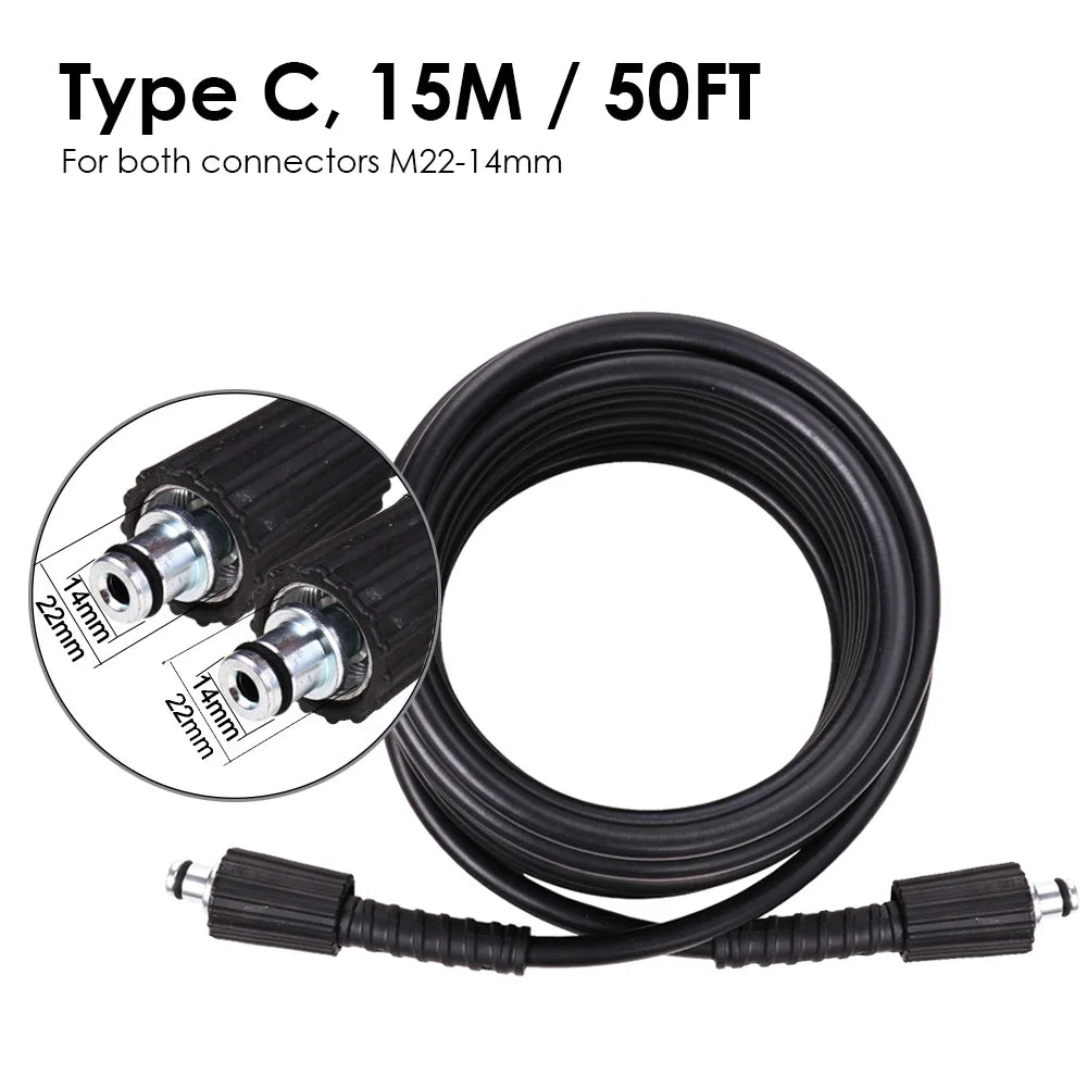 10M 15M 32FT 50FT High Pressure Washer Water Cleaning Hose Kink Resistant for Karcher K2-7 M22 14mm Power Pressure Cleaner