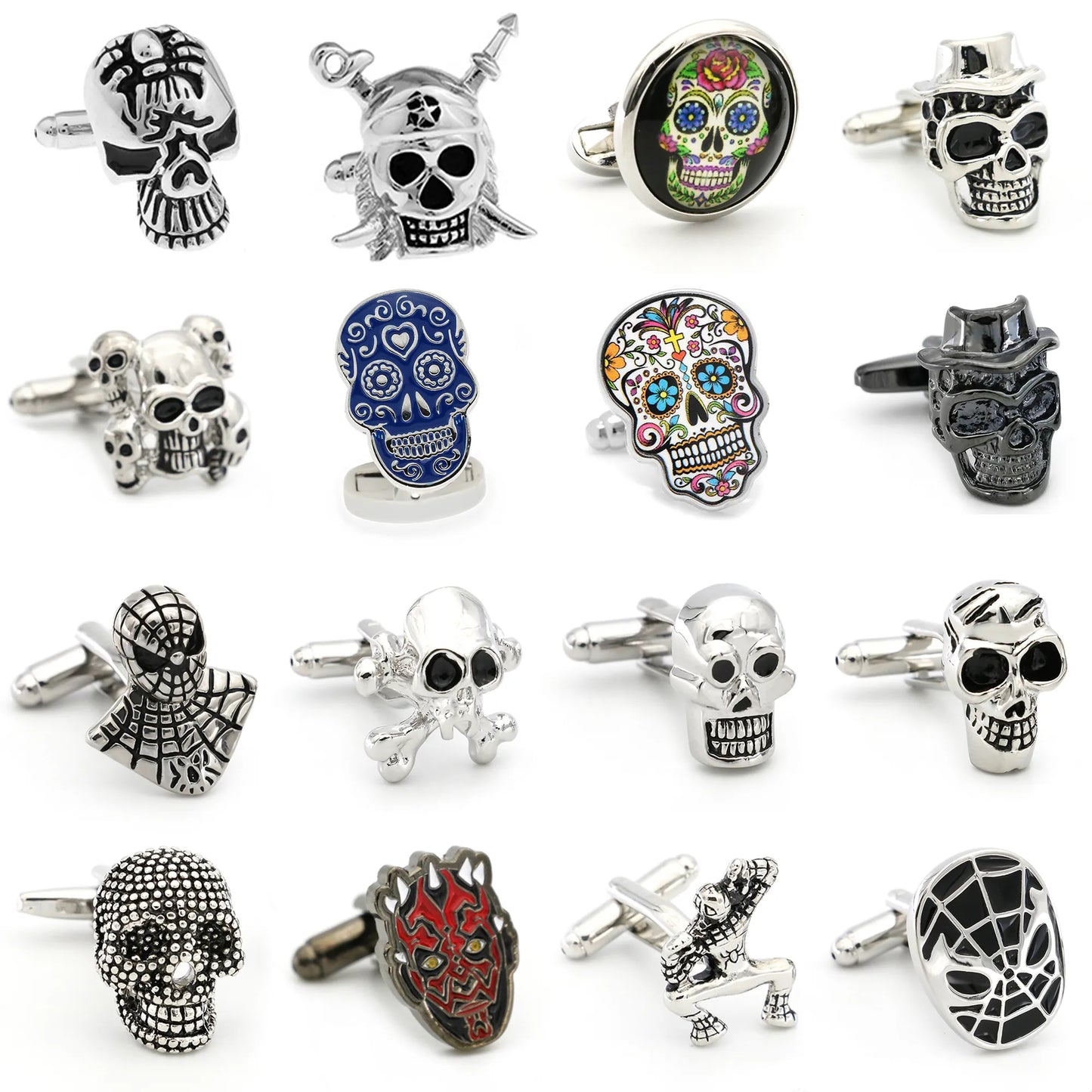 Skull Cufflinks 28 Vintage Skeleton Designs Men's Designer Cuff Links